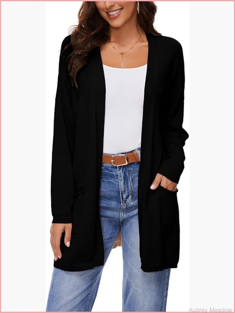 100% Cotton Lightweight Open Front Cardigan with Pockets Oversized Knit Casual